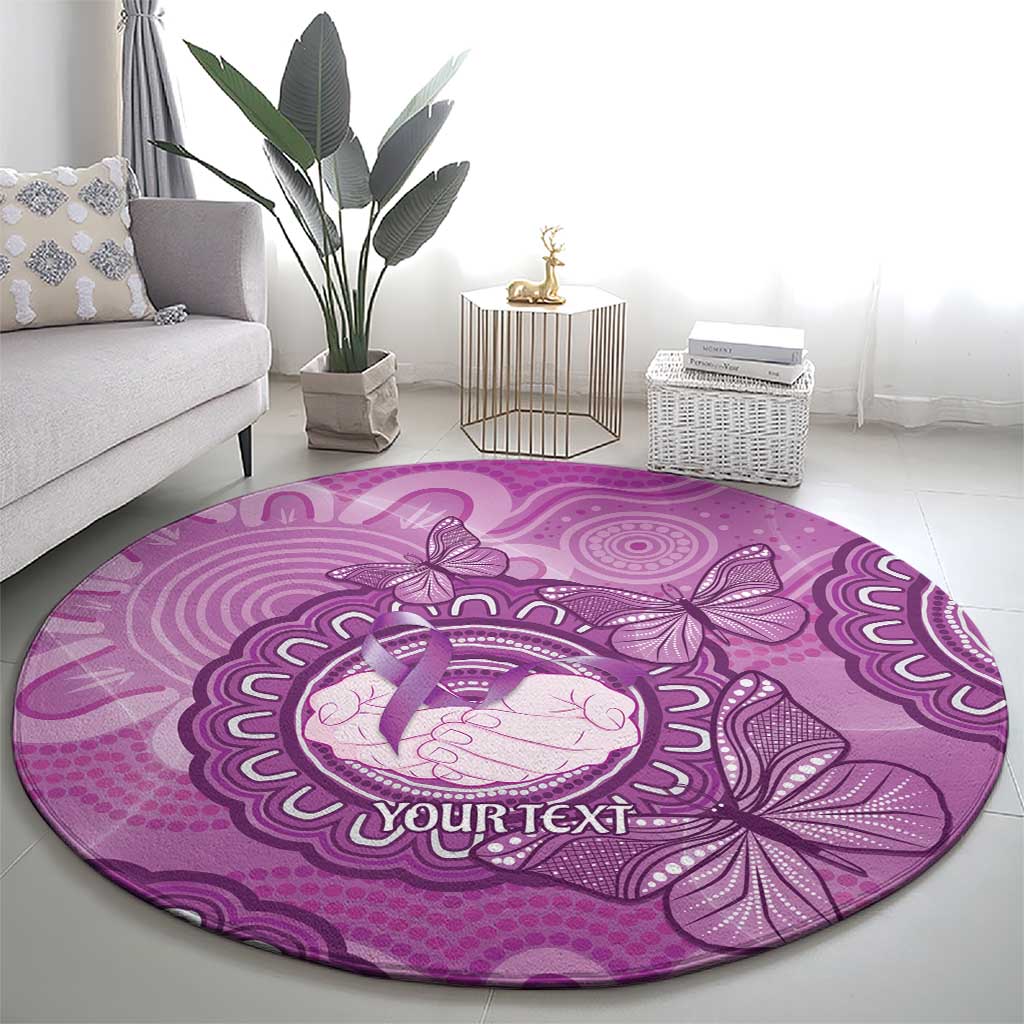 Australia Lupus Awareness Month Personalised Round Carpet Warrior Purple Ribbon Butterflies Indigenous Art