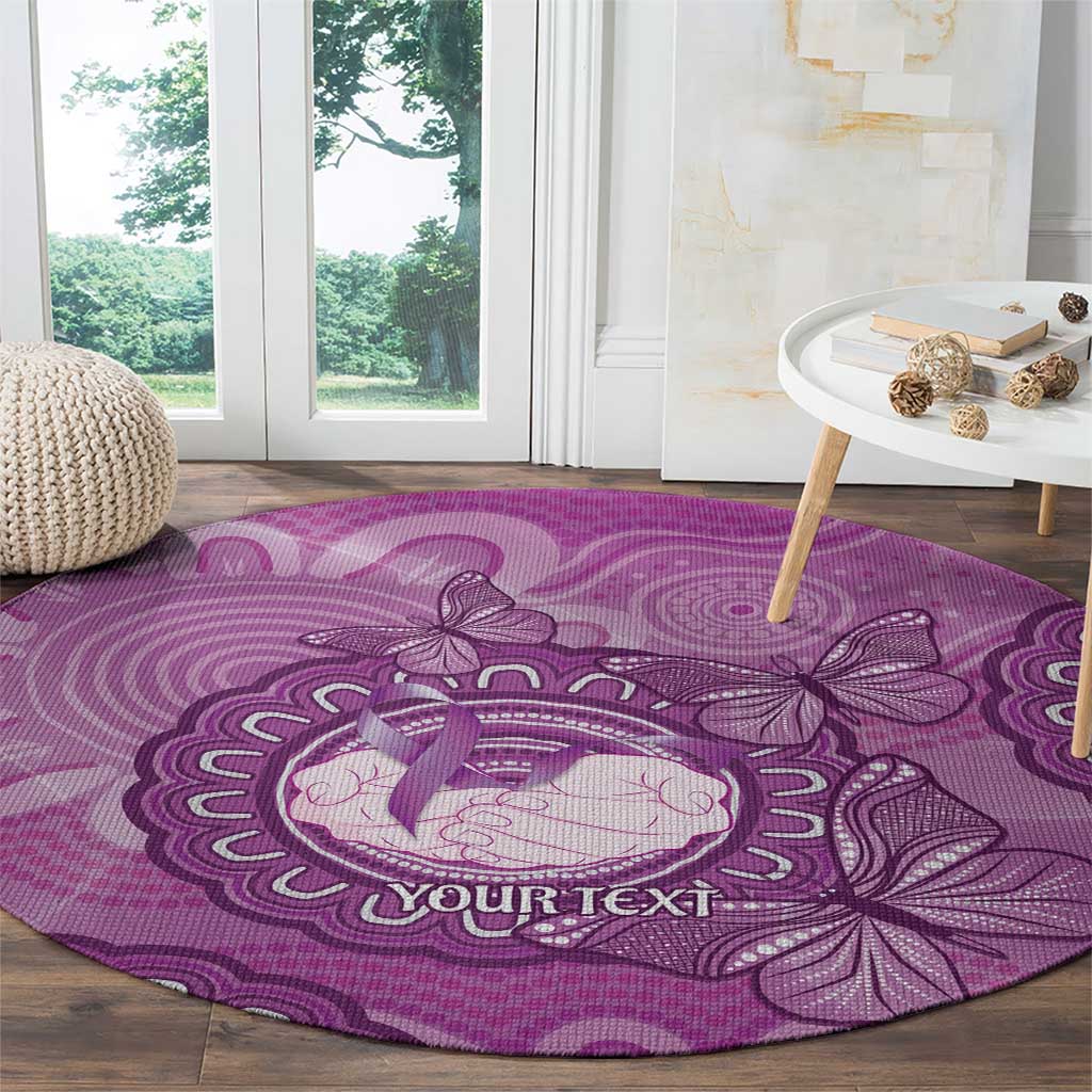 Australia Lupus Awareness Month Personalised Round Carpet Warrior Purple Ribbon Butterflies Indigenous Art