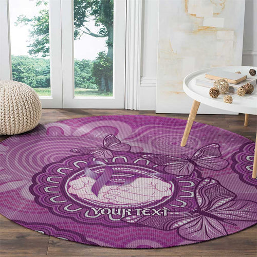 Australia Lupus Awareness Month Personalised Round Carpet Warrior Purple Ribbon Butterflies Indigenous Art