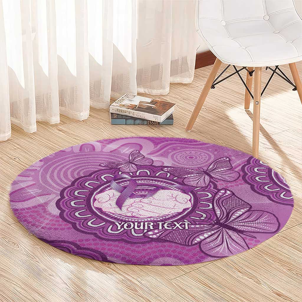 Australia Lupus Awareness Month Personalised Round Carpet Warrior Purple Ribbon Butterflies Indigenous Art