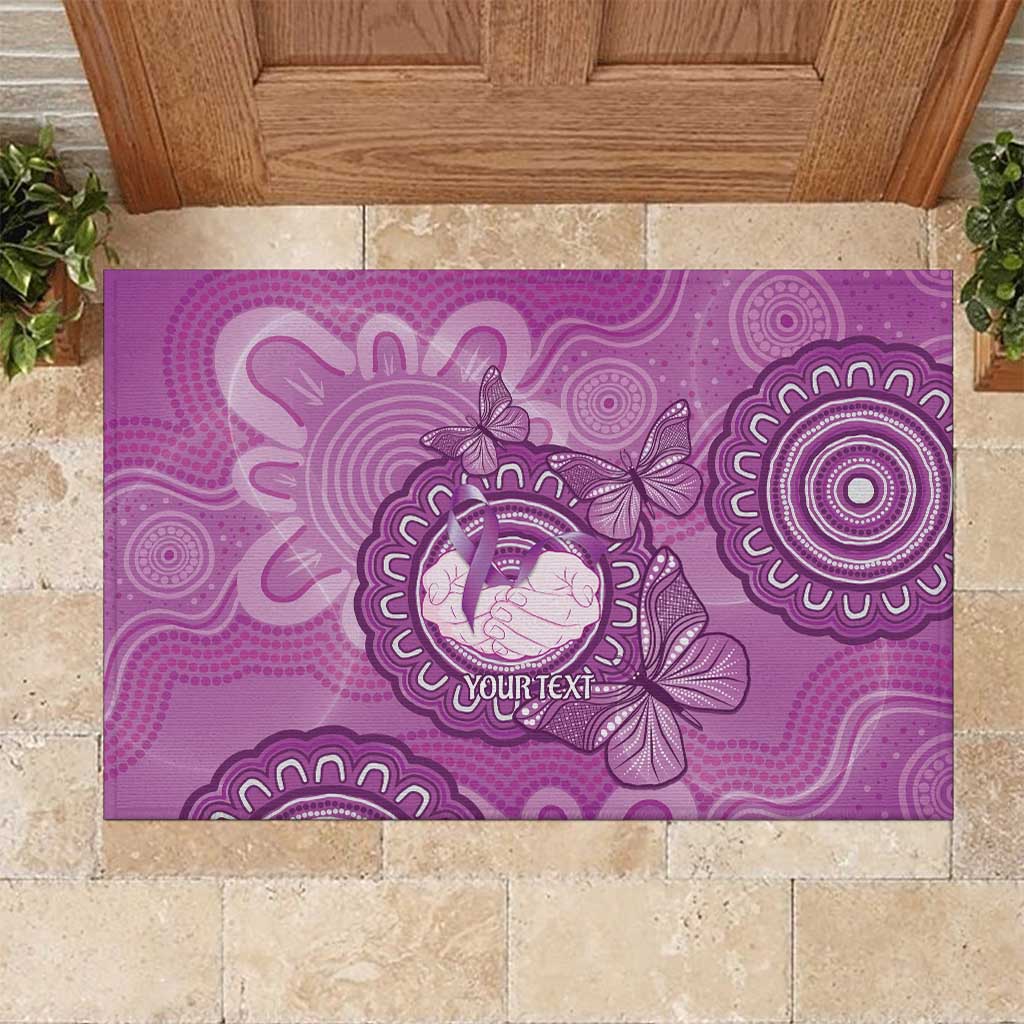 Australia Lupus Awareness Month Personalised Rubber Doormat Warrior Purple Ribbon Butterflies Indigenous Art