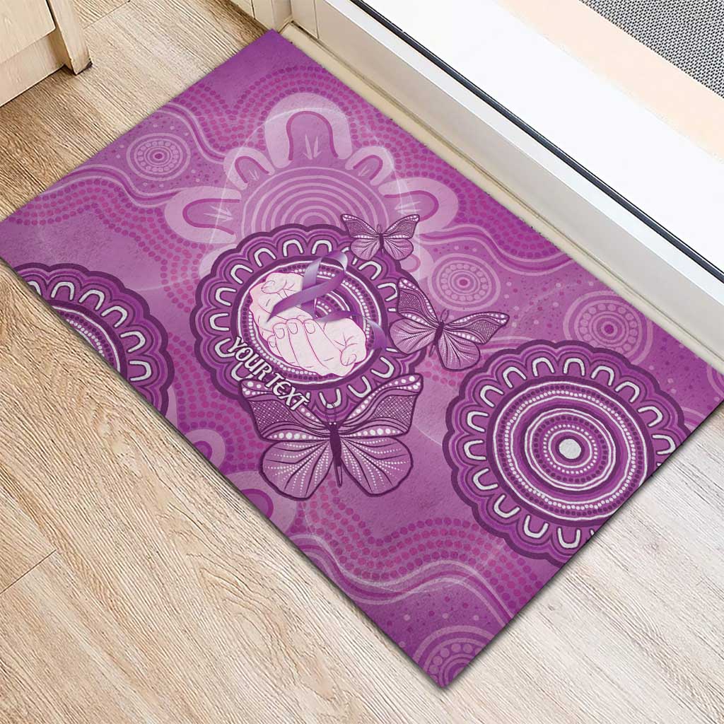 Australia Lupus Awareness Month Personalised Rubber Doormat Warrior Purple Ribbon Butterflies Indigenous Art