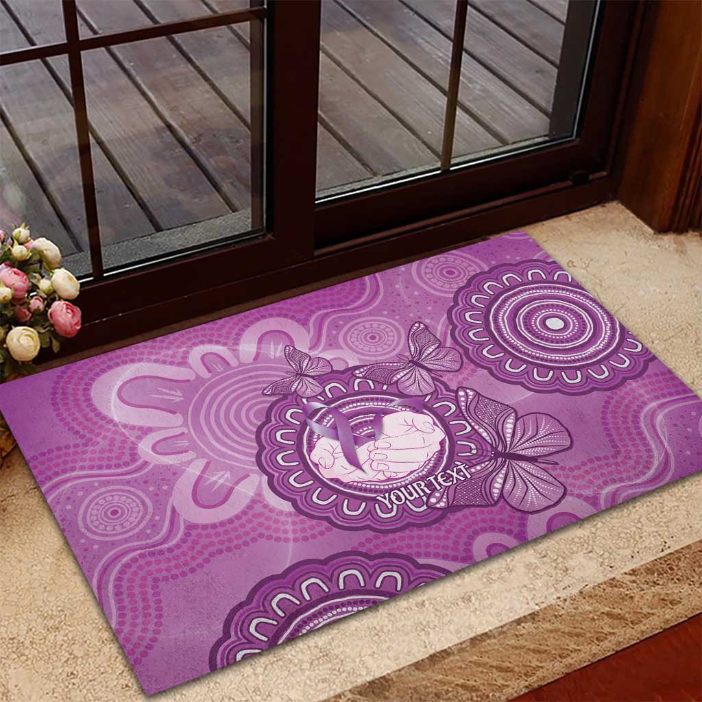 Australia Lupus Awareness Month Personalised Rubber Doormat Warrior Purple Ribbon Butterflies Indigenous Art