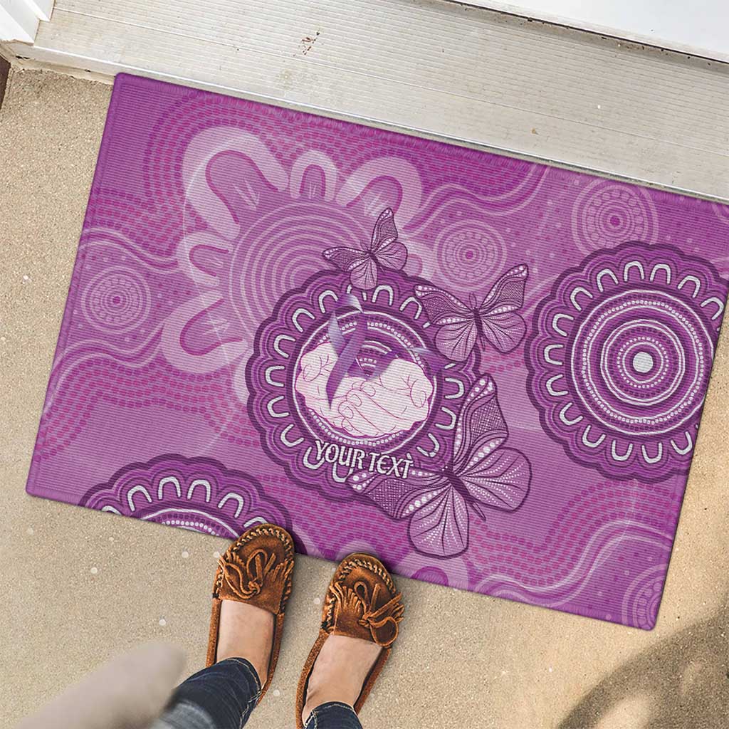Australia Lupus Awareness Month Personalised Rubber Doormat Warrior Purple Ribbon Butterflies Indigenous Art