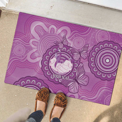 Australia Lupus Awareness Month Personalised Rubber Doormat Warrior Purple Ribbon Butterflies Indigenous Art