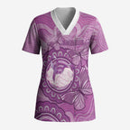 Australia Lupus Awareness Month Personalised Scrub Top Warrior Purple Ribbon Butterflies Indigenous Art