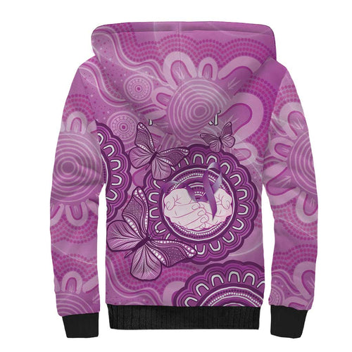 Australia Lupus Awareness Month Personalised Sherpa Hoodie Warrior Purple Ribbon Butterflies Indigenous Art