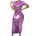 Australia Lupus Awareness Month Personalised Short Sleeve Bodycon Dress Warrior Purple Ribbon Butterflies Indigenous Art