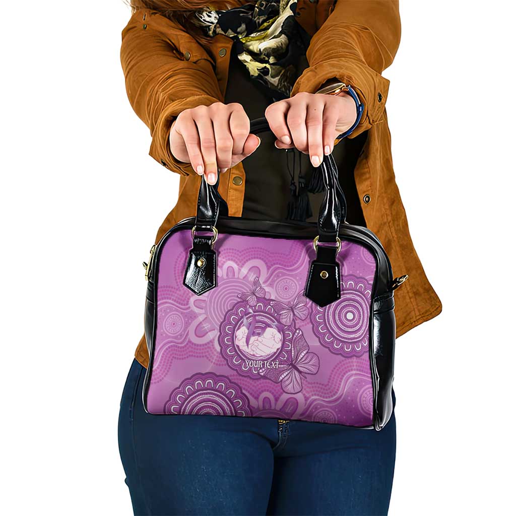 Australia Lupus Awareness Month Personalised Shoulder Handbag Warrior Purple Ribbon Butterflies Indigenous Art