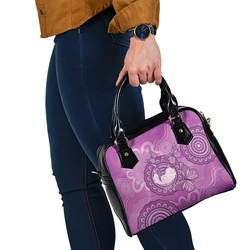 Australia Lupus Awareness Month Personalised Shoulder Handbag Warrior Purple Ribbon Butterflies Indigenous Art