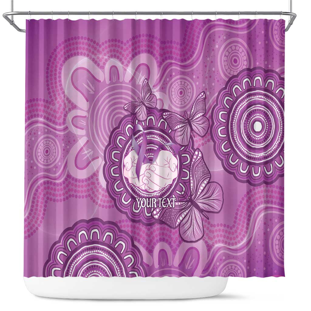 Australia Lupus Awareness Month Personalised Shower Curtain Warrior Purple Ribbon Butterflies Indigenous Art