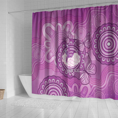 Australia Lupus Awareness Month Personalised Shower Curtain Warrior Purple Ribbon Butterflies Indigenous Art
