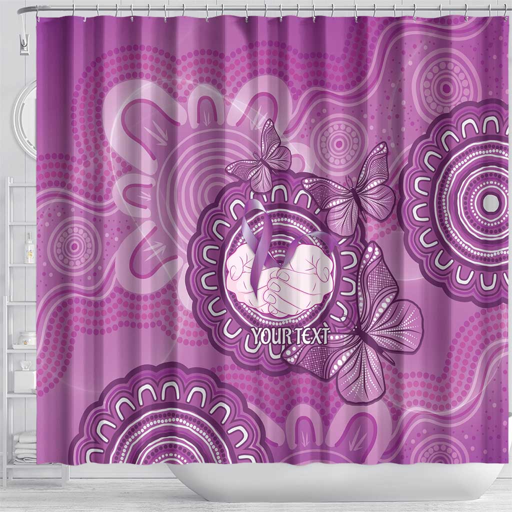 Australia Lupus Awareness Month Personalised Shower Curtain Warrior Purple Ribbon Butterflies Indigenous Art
