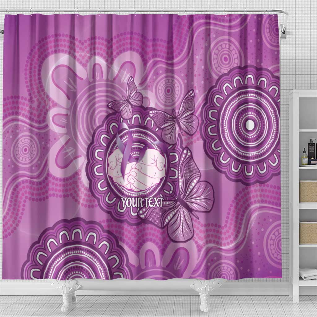 Australia Lupus Awareness Month Personalised Shower Curtain Warrior Purple Ribbon Butterflies Indigenous Art
