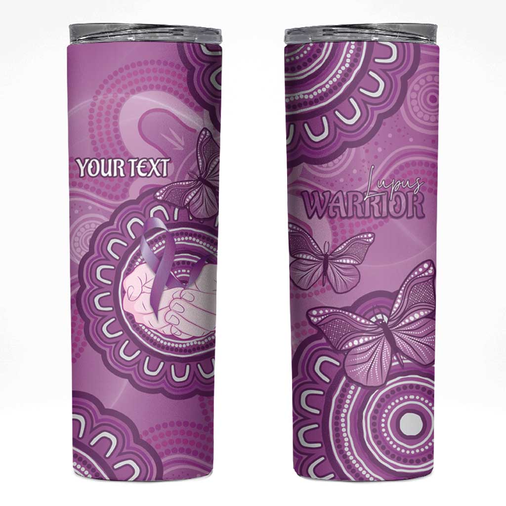 Australia Lupus Awareness Month Personalised Skinny Tumbler Warrior Purple Ribbon Butterflies Indigenous Art