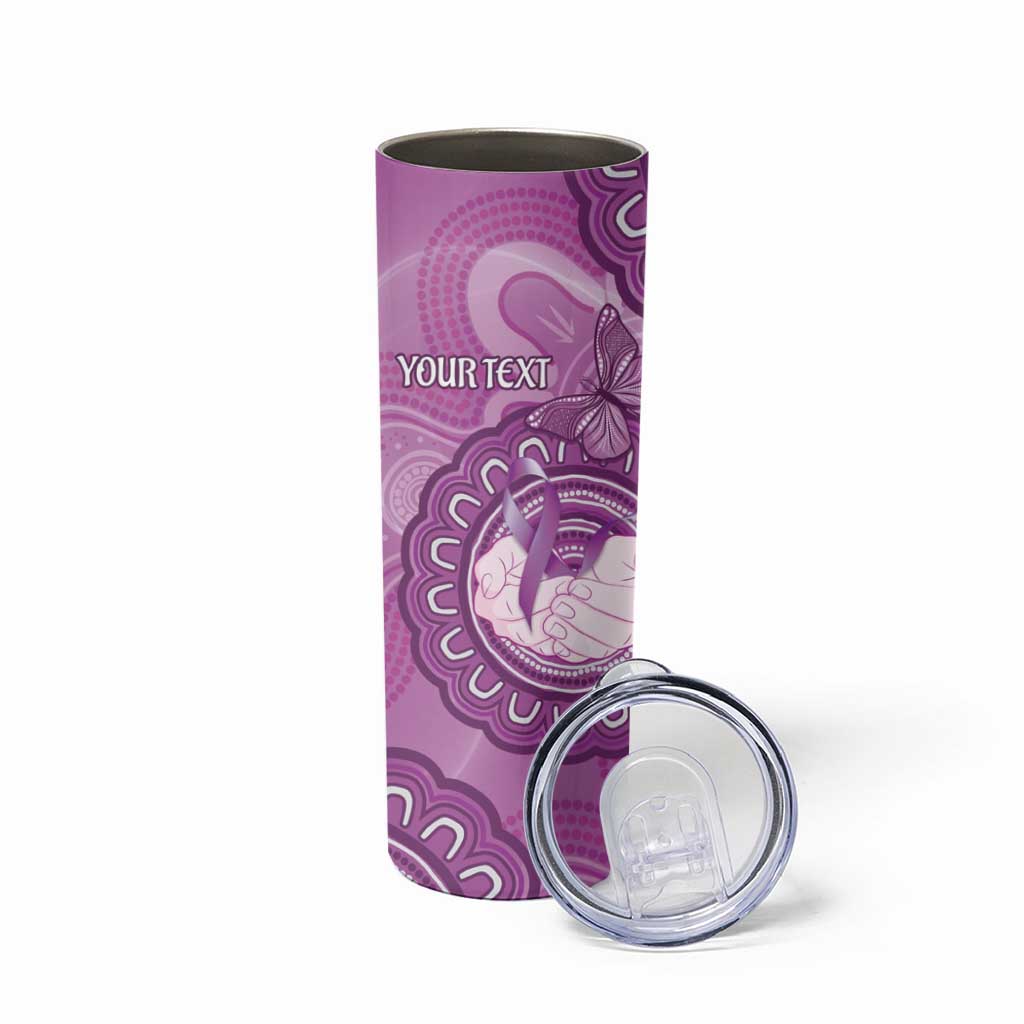 Australia Lupus Awareness Month Personalised Skinny Tumbler Warrior Purple Ribbon Butterflies Indigenous Art