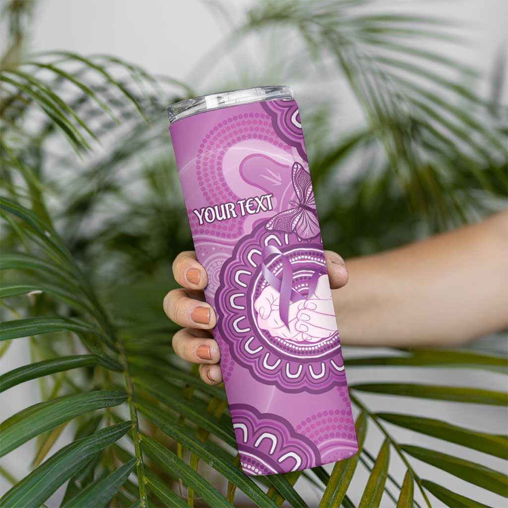 Australia Lupus Awareness Month Personalised Skinny Tumbler Warrior Purple Ribbon Butterflies Indigenous Art