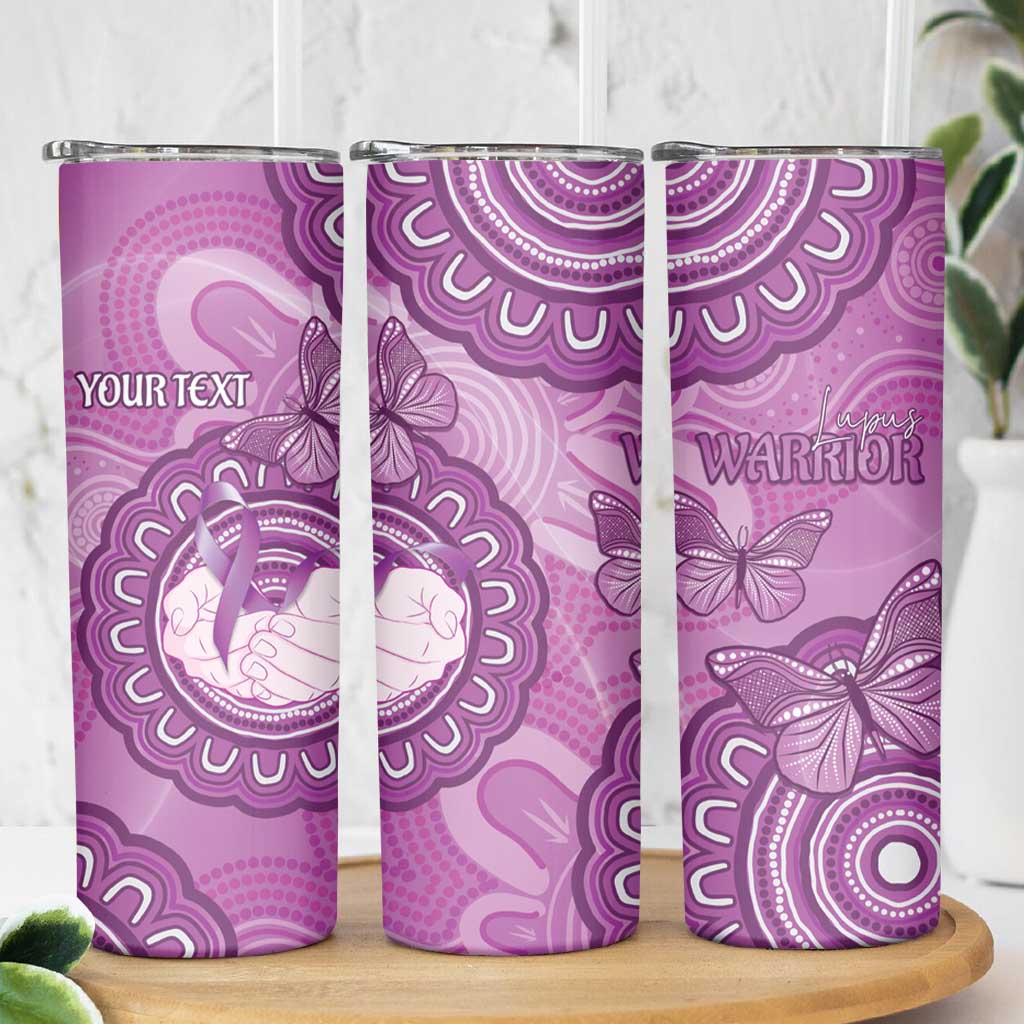 Australia Lupus Awareness Month Personalised Skinny Tumbler Warrior Purple Ribbon Butterflies Indigenous Art