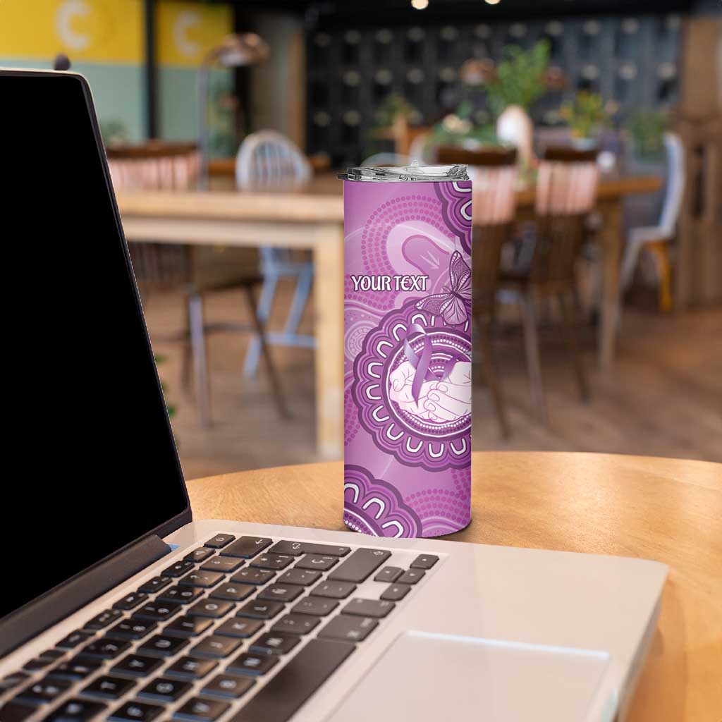 Australia Lupus Awareness Month Personalised Skinny Tumbler Warrior Purple Ribbon Butterflies Indigenous Art