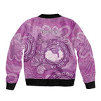 Australia Lupus Awareness Month Personalised Sleeve Zip Bomber Jacket Warrior Purple Ribbon Butterflies Indigenous Art