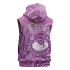 Australia Lupus Awareness Month Personalised Sleeveless Hoodie Warrior Purple Ribbon Butterflies Indigenous Art