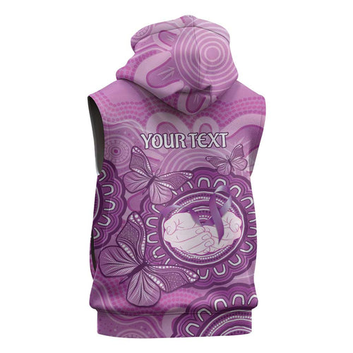 Australia Lupus Awareness Month Personalised Sleeveless Hoodie Warrior Purple Ribbon Butterflies Indigenous Art