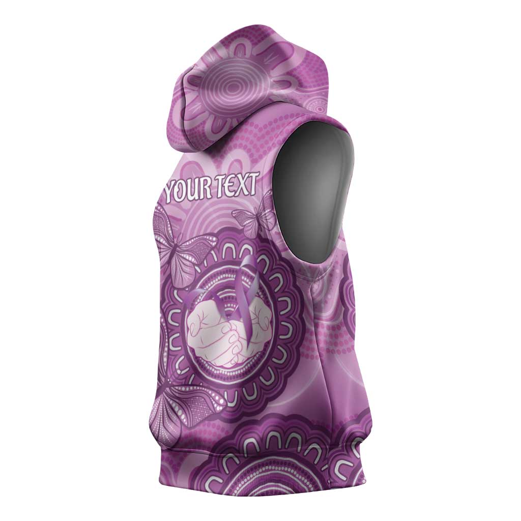 Australia Lupus Awareness Month Personalised Sleeveless Hoodie Warrior Purple Ribbon Butterflies Indigenous Art