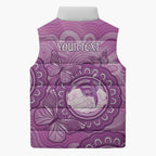 Australia Lupus Awareness Month Personalised Sleeveless Puffer Jacket Warrior Purple Ribbon Butterflies Indigenous Art