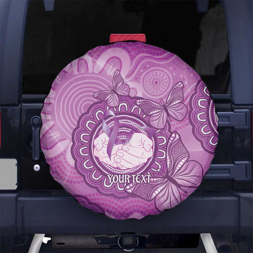 Australia Lupus Awareness Month Personalised Spare Tire Cover Warrior Purple Ribbon Butterflies Indigenous Art