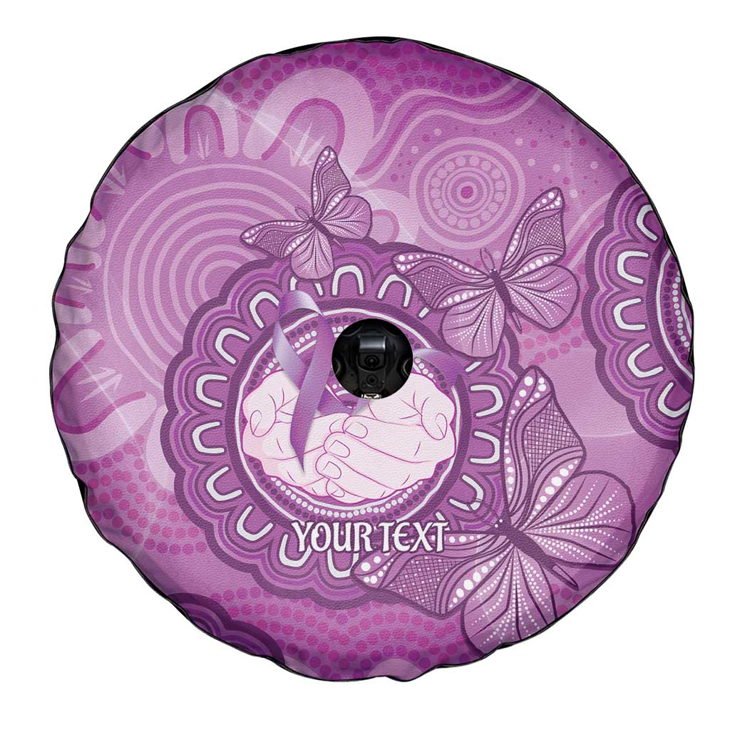 Australia Lupus Awareness Month Personalised Spare Tire Cover Warrior Purple Ribbon Butterflies Indigenous Art