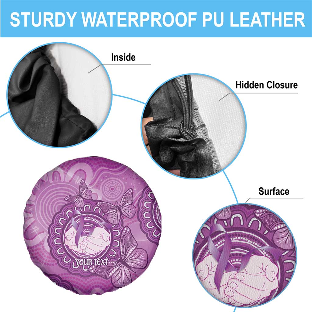 Australia Lupus Awareness Month Personalised Spare Tire Cover Warrior Purple Ribbon Butterflies Indigenous Art