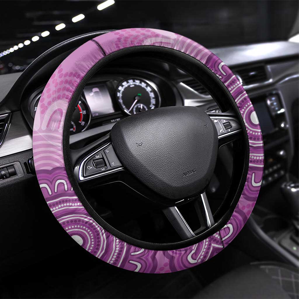 Australia Lupus Awareness Month Steering Wheel Cover Warrior Purple Ribbon Butterflies Indigenous Art