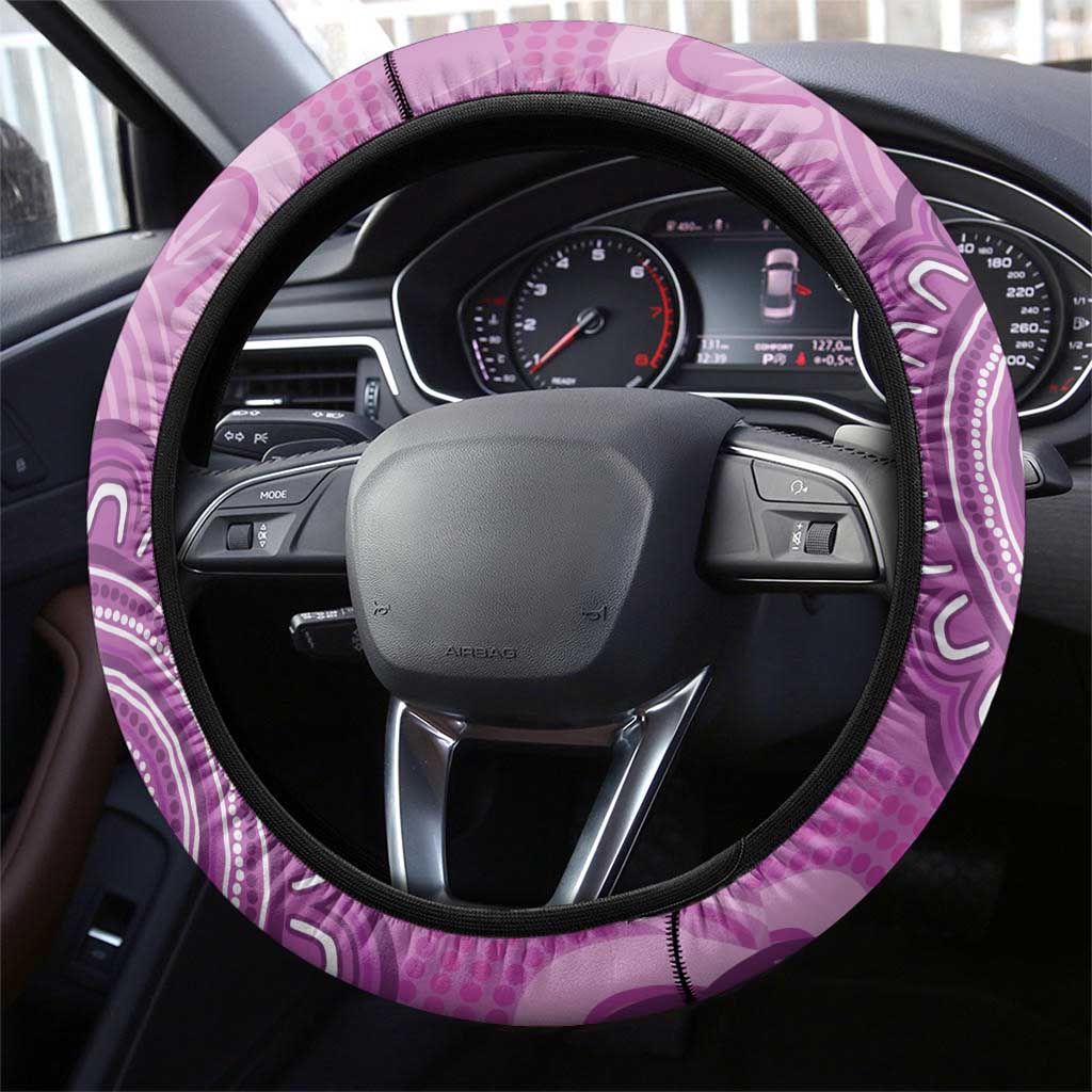 Australia Lupus Awareness Month Steering Wheel Cover Warrior Purple Ribbon Butterflies Indigenous Art