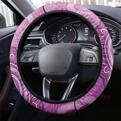 Australia Lupus Awareness Month Steering Wheel Cover Warrior Purple Ribbon Butterflies Indigenous Art