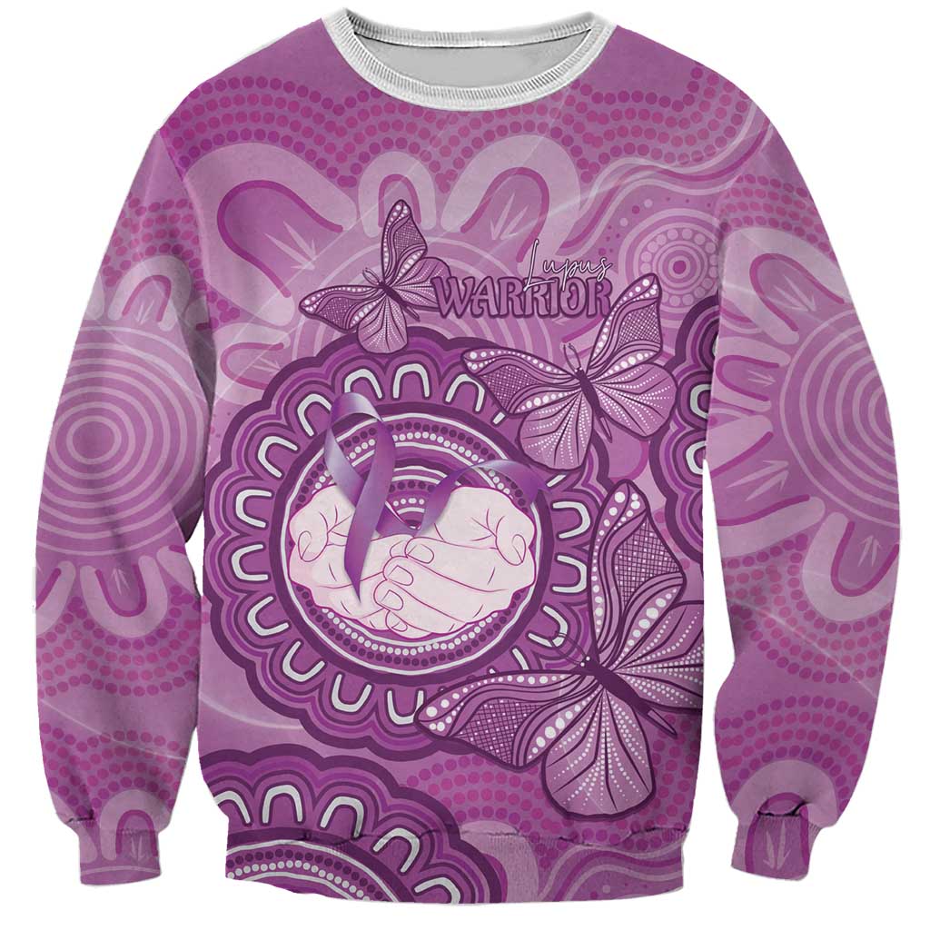 Australia Lupus Awareness Month Personalised Sweatshirt Warrior Purple Ribbon Butterflies Indigenous Art