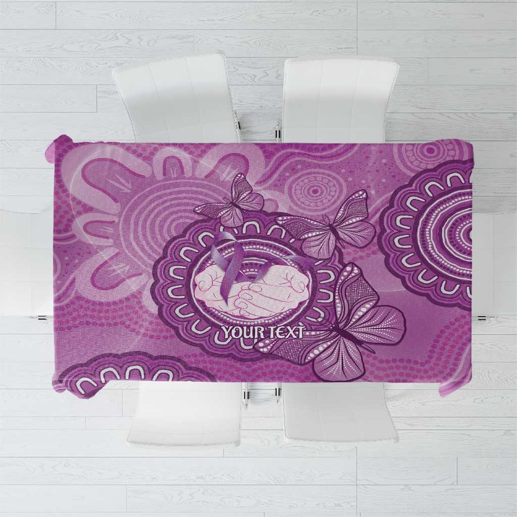 Australia Lupus Awareness Month Personalised Tablecloth Warrior Purple Ribbon Butterflies Indigenous Art