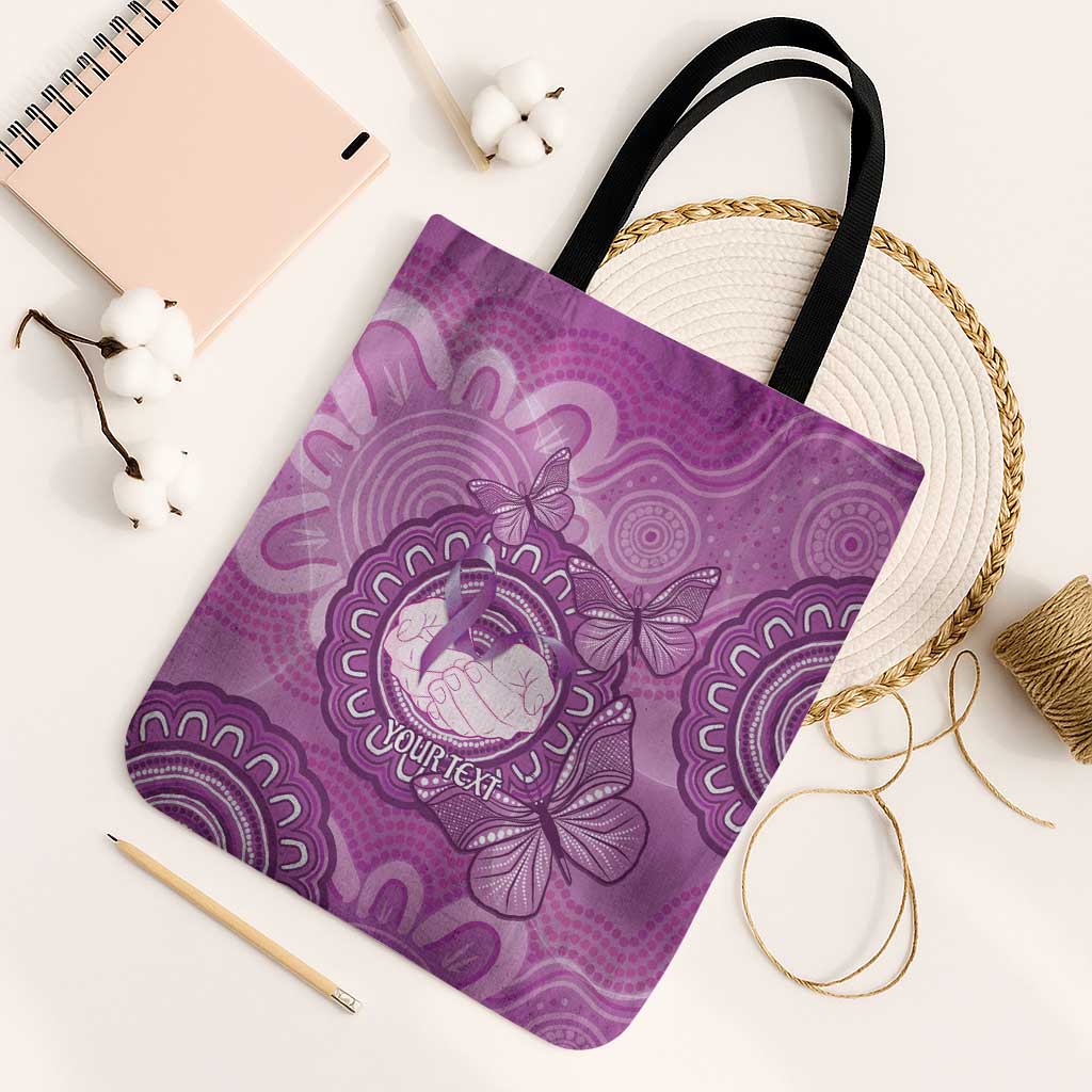 Australia Lupus Awareness Month Personalised Tote Bag Warrior Purple Ribbon Butterflies Indigenous Art