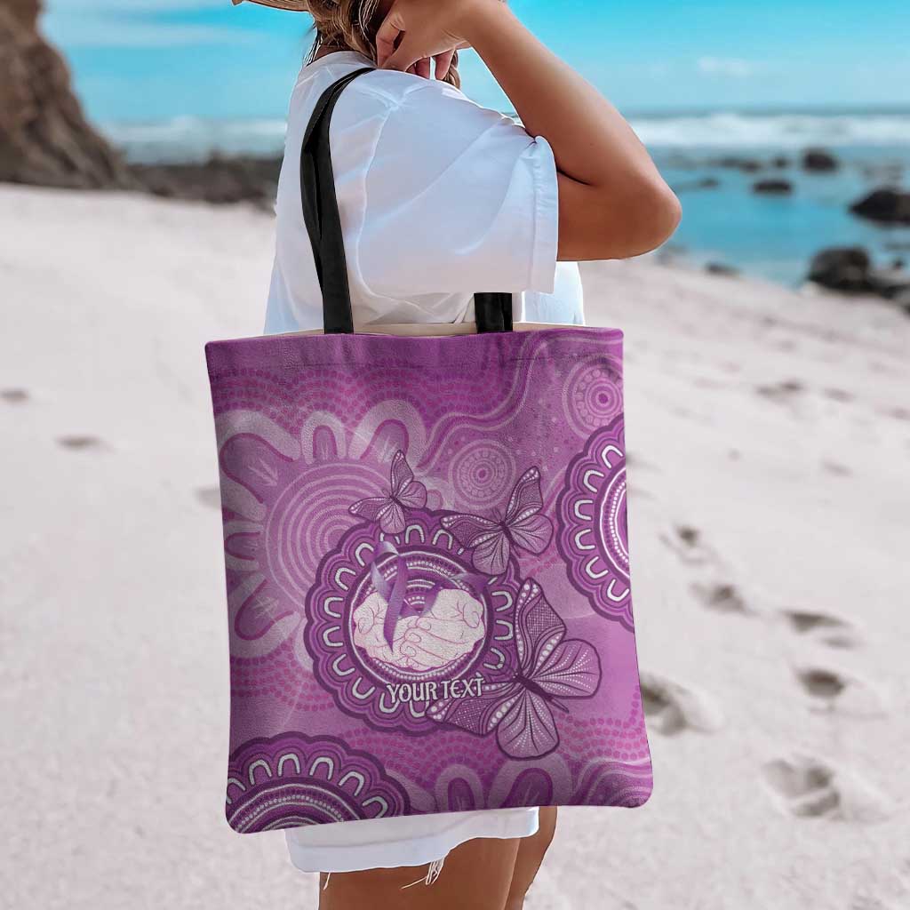 Australia Lupus Awareness Month Personalised Tote Bag Warrior Purple Ribbon Butterflies Indigenous Art