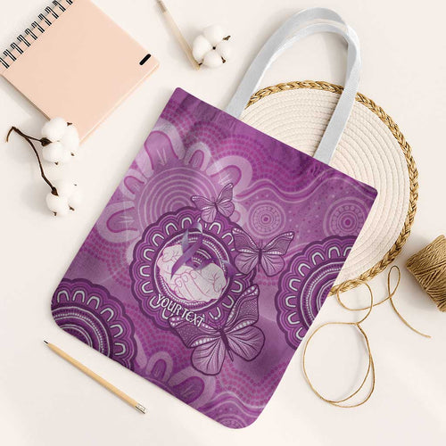 Australia Lupus Awareness Month Personalised Tote Bag Warrior Purple Ribbon Butterflies Indigenous Art