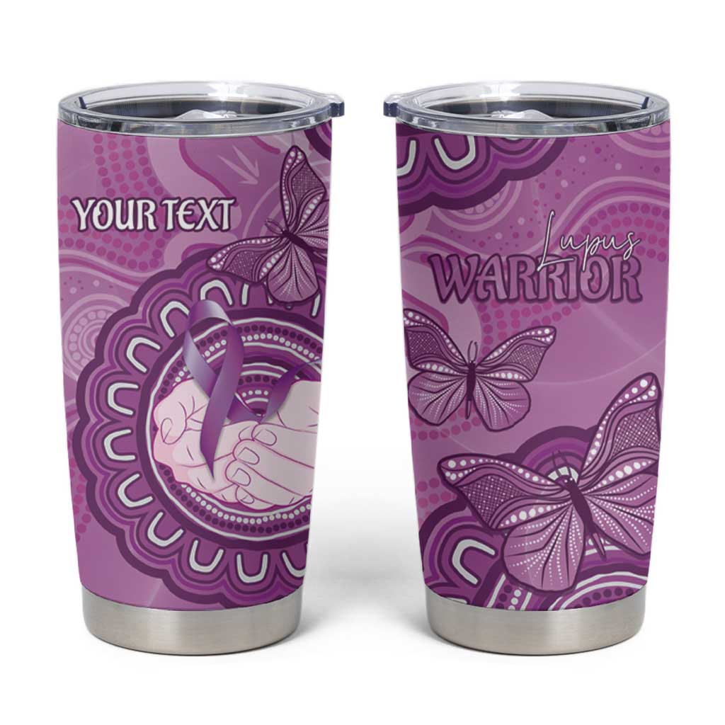 Australia Lupus Awareness Month Personalised Tumbler Cup Warrior Purple Ribbon Butterflies Indigenous Art