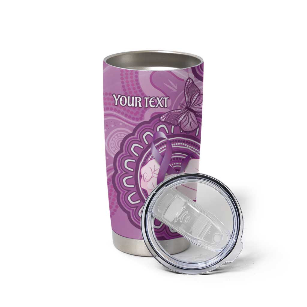 Australia Lupus Awareness Month Personalised Tumbler Cup Warrior Purple Ribbon Butterflies Indigenous Art