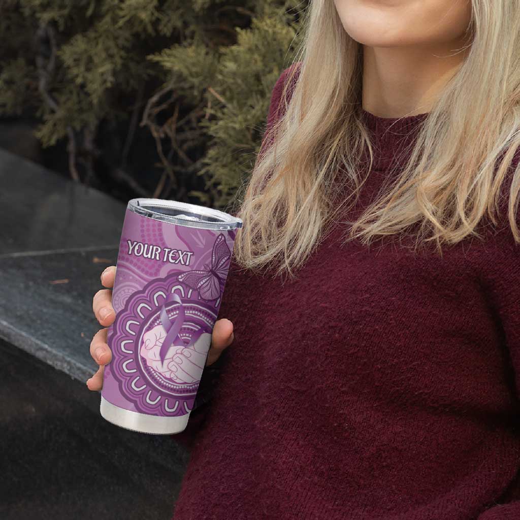 Australia Lupus Awareness Month Personalised Tumbler Cup Warrior Purple Ribbon Butterflies Indigenous Art