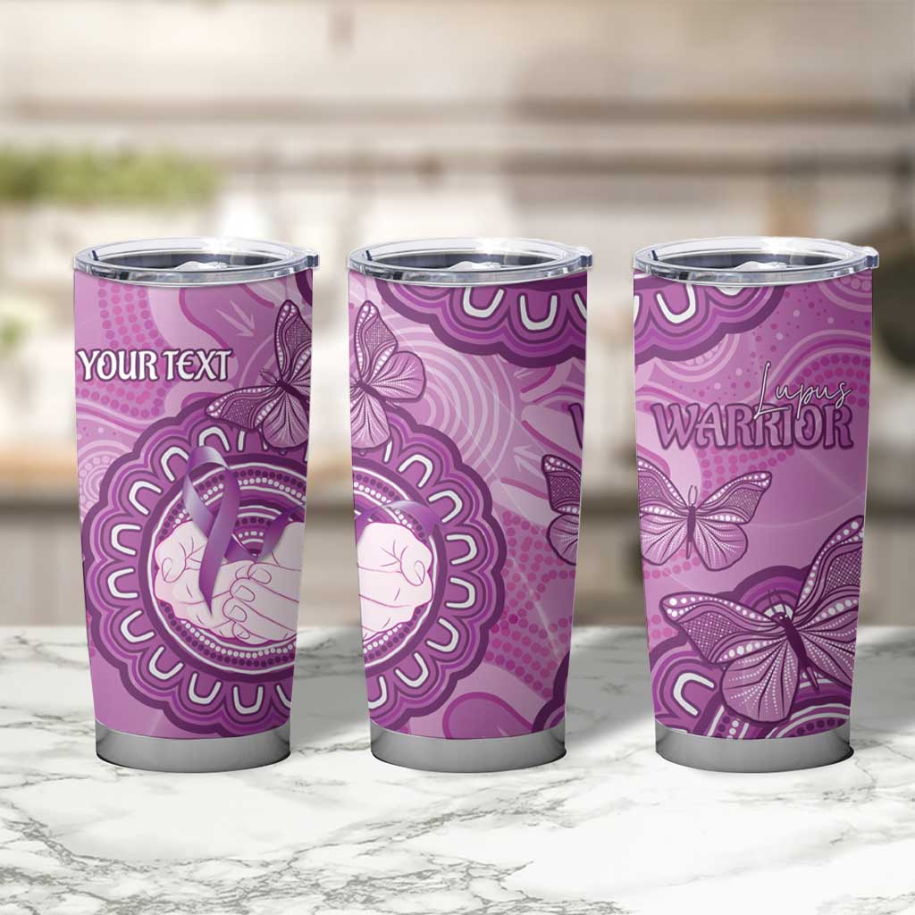 Australia Lupus Awareness Month Personalised Tumbler Cup Warrior Purple Ribbon Butterflies Indigenous Art