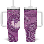 Australia Lupus Awareness Month Personalised Tumbler With Handle Warrior Purple Ribbon Butterflies Indigenous Art