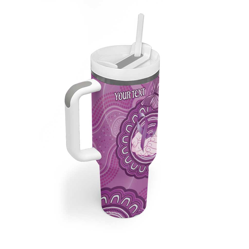 Australia Lupus Awareness Month Personalised Tumbler With Handle Warrior Purple Ribbon Butterflies Indigenous Art