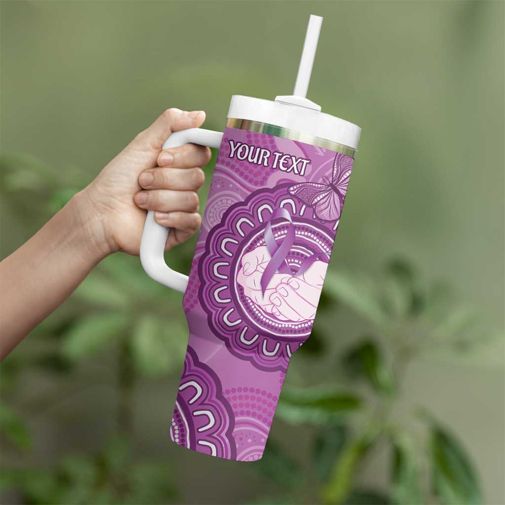 Australia Lupus Awareness Month Personalised Tumbler With Handle Warrior Purple Ribbon Butterflies Indigenous Art
