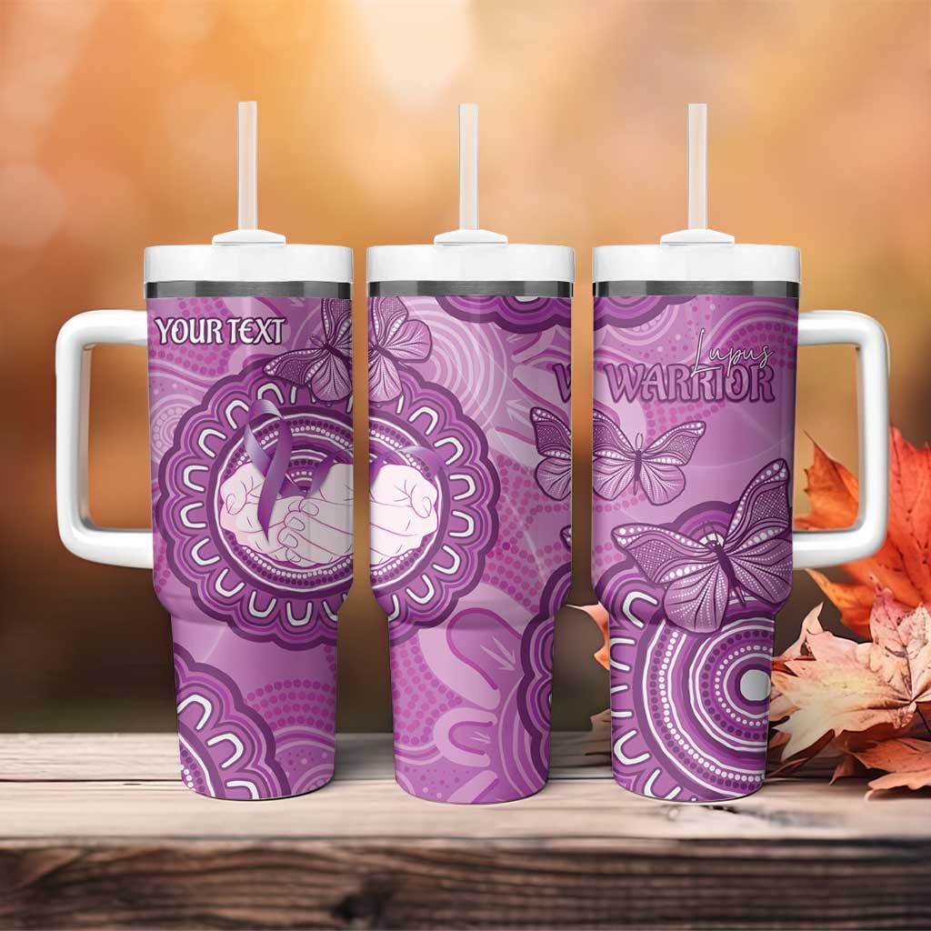 Australia Lupus Awareness Month Personalised Tumbler With Handle Warrior Purple Ribbon Butterflies Indigenous Art