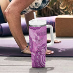 Australia Lupus Awareness Month Personalised Tumbler With Handle Warrior Purple Ribbon Butterflies Indigenous Art
