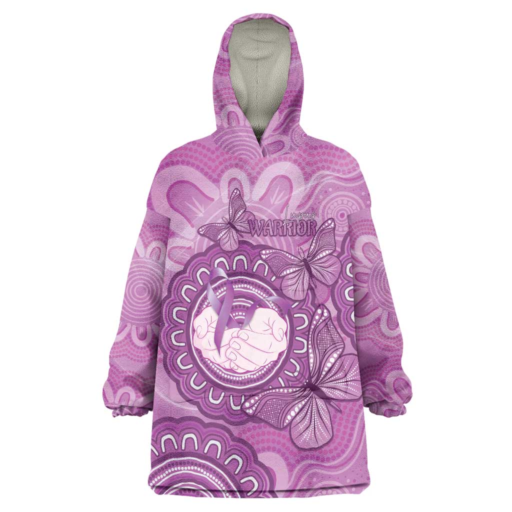 Australia Lupus Awareness Month Personalised Wearable Blanket Hoodie Warrior Purple Ribbon Butterflies Indigenous Art