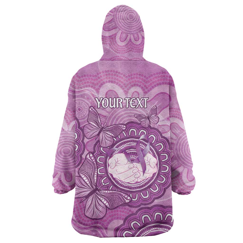 Australia Lupus Awareness Month Personalised Wearable Blanket Hoodie Warrior Purple Ribbon Butterflies Indigenous Art